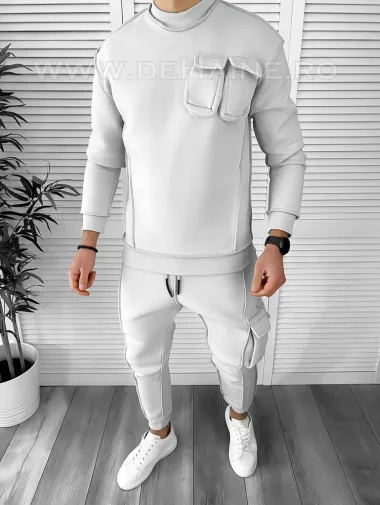 Trening barbati gri deschis pantaloni + hanorac K156 P18-1.3